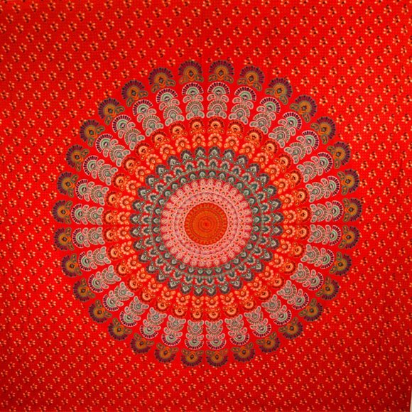 Vintage Peacock Dance Mandala Cotton Tapestry - Picture 1 of 5
